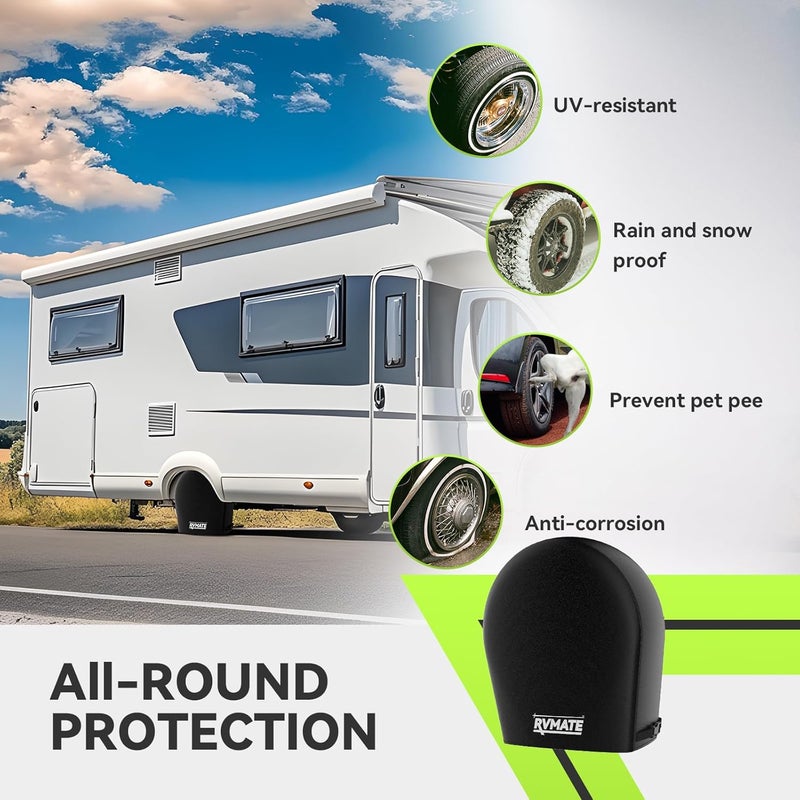 RVMATE RV Tire Covers, Wheel Cover (4 Pack) Fits 27"-29" Diameter Tires, Waterproof Anti-UV Black Tire Covers RV Accessories for Truck/Trailer/Car - Image 2